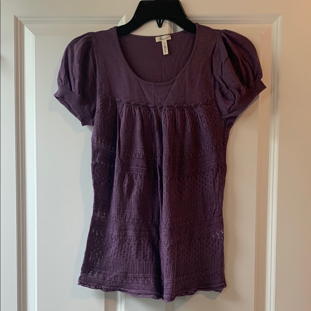 Flounce Purple Smocked Puff Sleeve Blouse